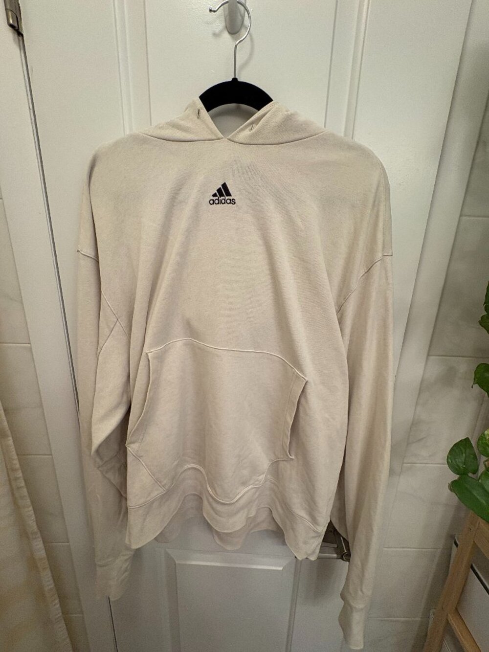 Adidas Beige Oversized Pullover Hoodie